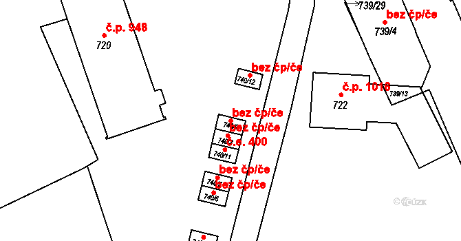 Brno 42069068 na parcele st. 740/9 v KÚ Veveří, Katastrální mapa