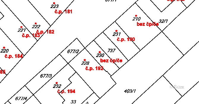 Lobodice 43267068 na parcele st. 230 v KÚ Lobodice, Katastrální mapa