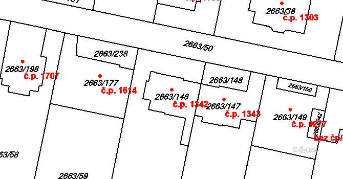 Předměstí 1342, Opava na parcele st. 2663/146 v KÚ Opava-Předměstí, Katastrální mapa