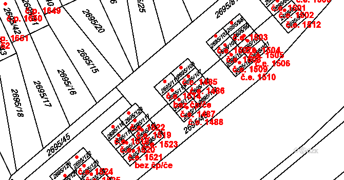 Pelhřimov 45281068 na parcele st. 2695/111 v KÚ Pelhřimov, Katastrální mapa
