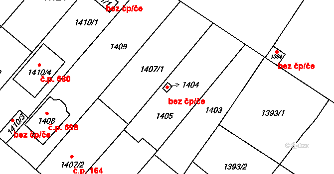 Zbýšov 46033068 na parcele st. 1404 v KÚ Zbýšov u Oslavan, Katastrální mapa