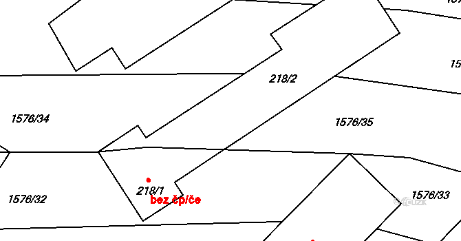Vážany 47260068 na parcele st. 218/2 v KÚ Vážany u Uherského Hradiště, Katastrální mapa