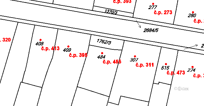 Zlechov 455 na parcele st. 484 v KÚ Zlechov, Katastrální mapa