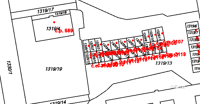 Prostřední Suchá 3110, Havířov na parcele st. 1325/14 v KÚ Prostřední Suchá, Katastrální mapa