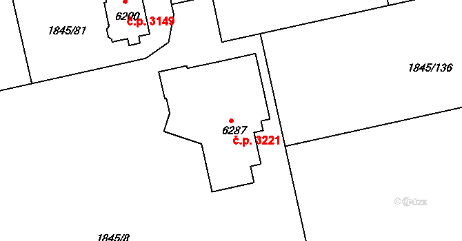 Šumperk 3221 na parcele st. 6287 v KÚ Šumperk, Katastrální mapa
