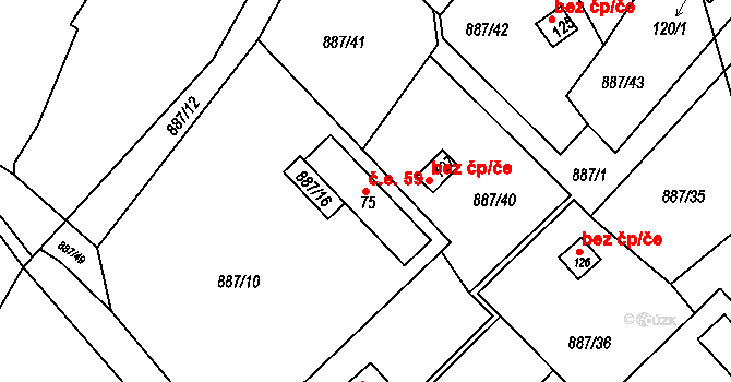 Chrastiny 59, Dolní Novosedly na parcele st. 75 v KÚ Chrastiny, Katastrální mapa