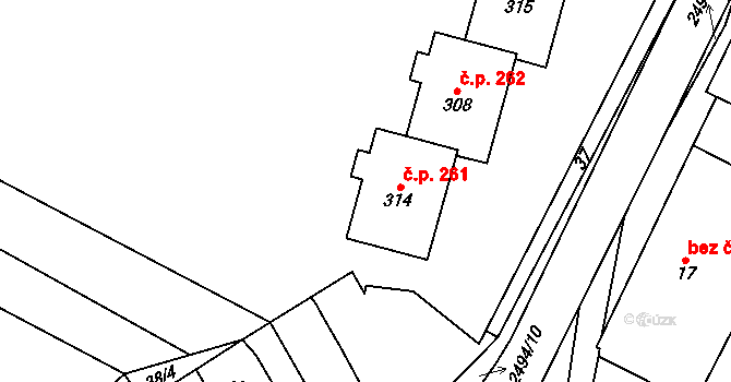 Nová Říše 261 na parcele st. 314 v KÚ Nová Říše, Katastrální mapa
