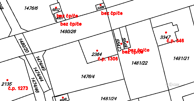 Beroun-Město 1306, Beroun na parcele st. 2364 v KÚ Beroun, Katastrální mapa