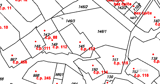 Štramberk 113 na parcele st. 145 v KÚ Štramberk, Katastrální mapa