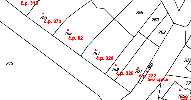 Borkovany 326 na parcele st. 757 v KÚ Borkovany, Katastrální mapa