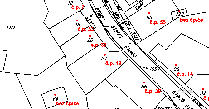 Sulimov 18 na parcele st. 21 v KÚ Sulimov, Katastrální mapa