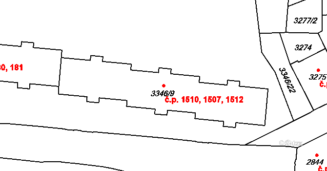Přerov I-Město 1507,1510,1512, Přerov na parcele st. 3346/9 v KÚ Přerov, Katastrální mapa