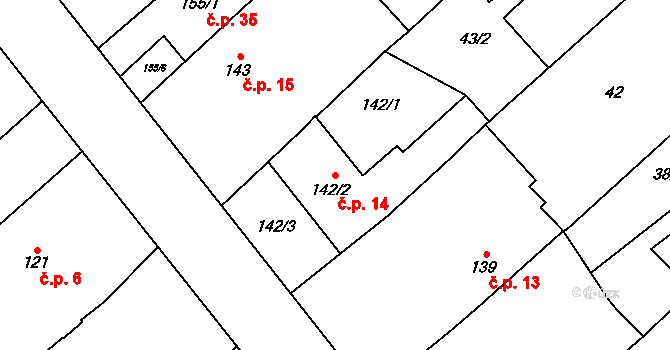 Přerov VIII-Henčlov 14, Přerov na parcele st. 142/2 v KÚ Henčlov, Katastrální mapa
