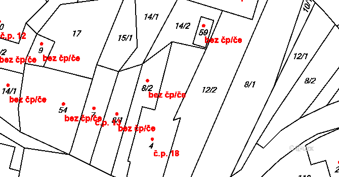 Laziště 18, Pertoltice na parcele st. 4 v KÚ Laziště u Pertoltic, Katastrální mapa