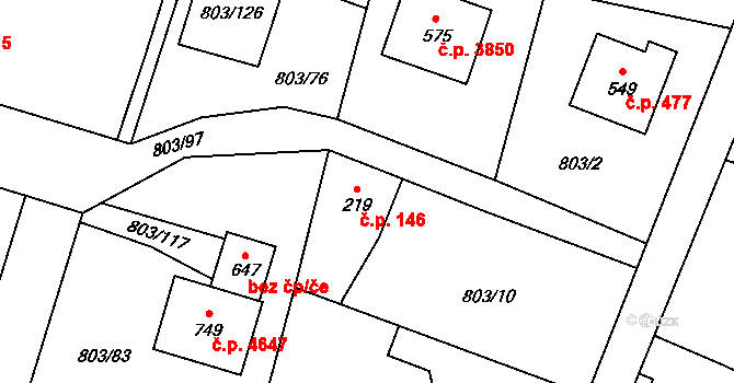 Kokonín 146, Jablonec nad Nisou na parcele st. 219 v KÚ Kokonín, Katastrální mapa