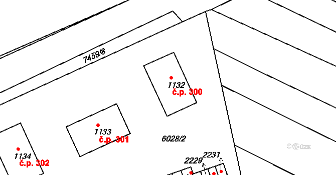 Telč-Podolí 300, Telč na parcele st. 1132 v KÚ Telč, Katastrální mapa