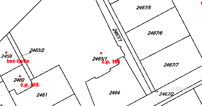 Libušín 160 na parcele st. 2463/1 v KÚ Libušín, Katastrální mapa