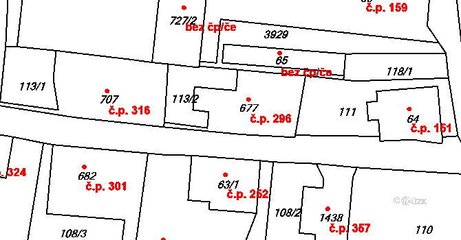 Cvikov I 296, Cvikov na parcele st. 677 v KÚ Cvikov, Katastrální mapa