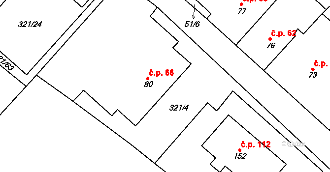 Chotiměř 66 na parcele st. 80 v KÚ Chotiměř, Katastrální mapa