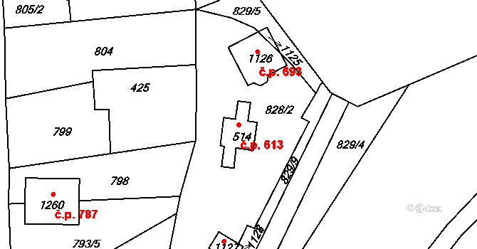 Bohosudov 613, Krupka na parcele st. 514 v KÚ Bohosudov, Katastrální mapa