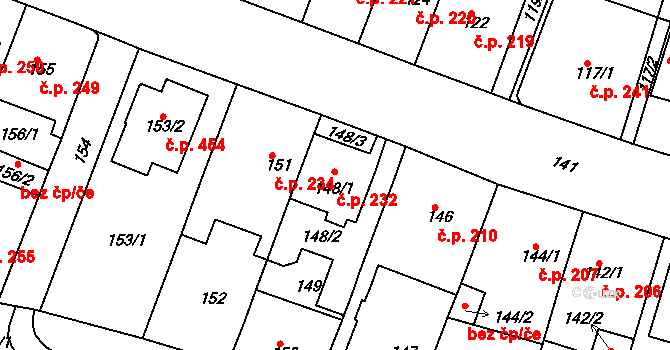 Řetenice 232, Teplice na parcele st. 148/1 v KÚ Teplice-Řetenice, Katastrální mapa