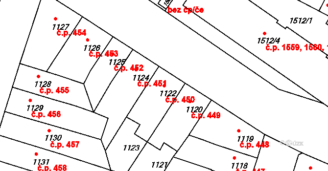 České Budějovice 5 450, České Budějovice na parcele st. 1122 v KÚ České Budějovice 5, Katastrální mapa