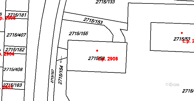 Hranice 2908, Karviná na parcele st. 2715/52 v KÚ Karviná-město, Katastrální mapa
