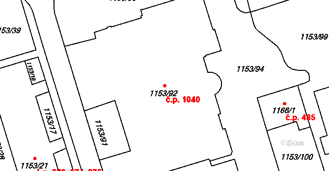 Kylešovice 1040, Opava na parcele st. 1153/92 v KÚ Kylešovice, Katastrální mapa