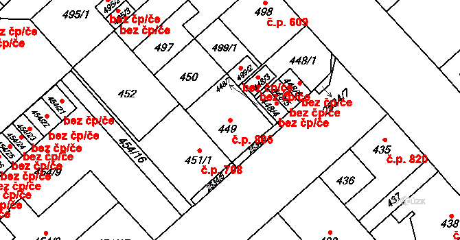 Doubravka 806, Plzeň na parcele st. 449 v KÚ Doubravka, Katastrální mapa