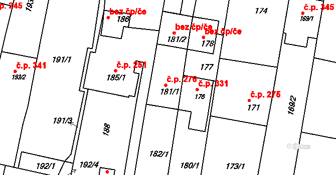 Deblín 276 na parcele st. 181/1 v KÚ Deblín, Katastrální mapa