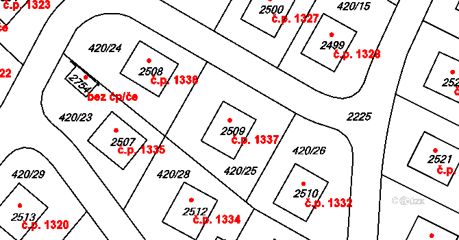 Blatná 1337 na parcele st. 2509 v KÚ Blatná, Katastrální mapa