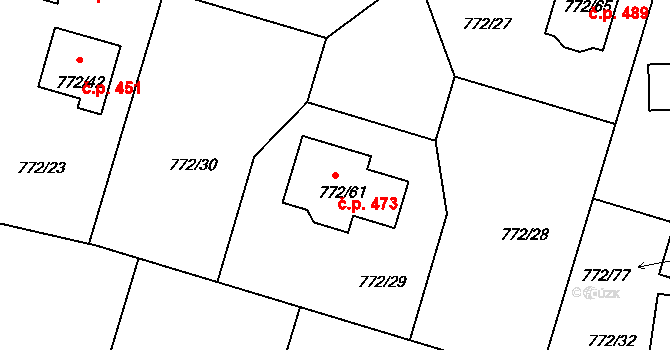 Štěnovice 473 na parcele st. 772/61 v KÚ Štěnovice, Katastrální mapa