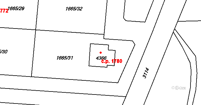 Čelákovice 1780 na parcele st. 4366 v KÚ Čelákovice, Katastrální mapa