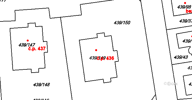 Štěrboholy 436, Praha na parcele st. 439/149 v KÚ Štěrboholy, Katastrální mapa