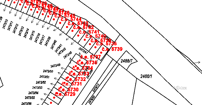 Kadaň 5739 na parcele st. 2473/46 v KÚ Kadaň, Katastrální mapa