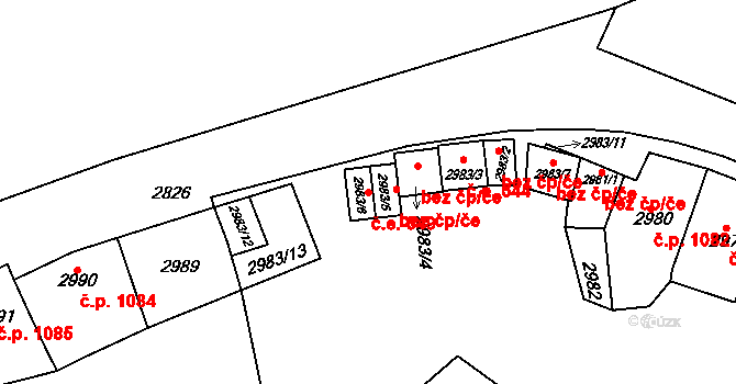 Rakšice 549, Moravský Krumlov na parcele st. 2983/6 v KÚ Moravský Krumlov, Katastrální mapa