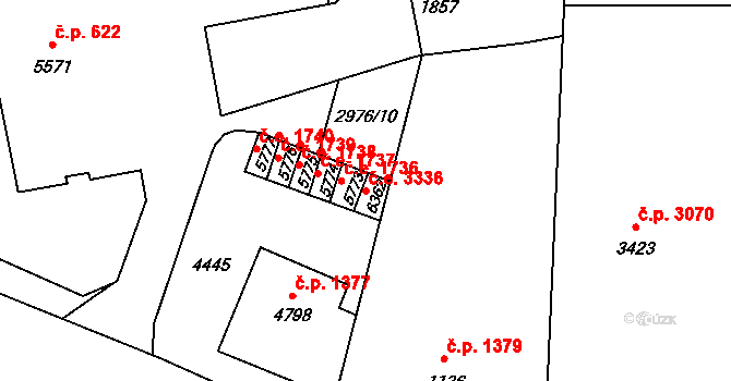 Zlín 3336 na parcele st. 6362 v KÚ Zlín, Katastrální mapa