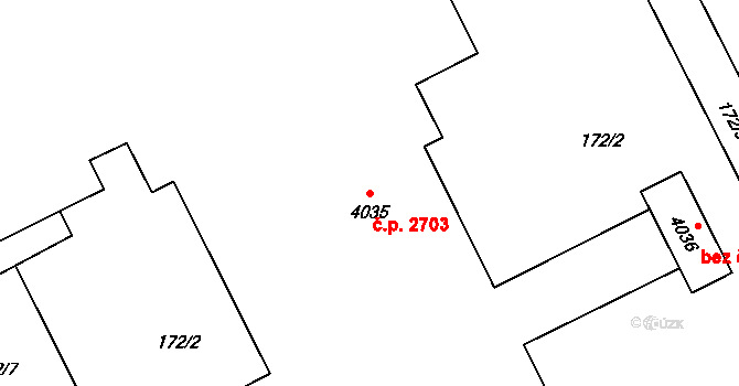 Zábřeh 2703, Ostrava na parcele st. 4035 v KÚ Zábřeh nad Odrou, Katastrální mapa