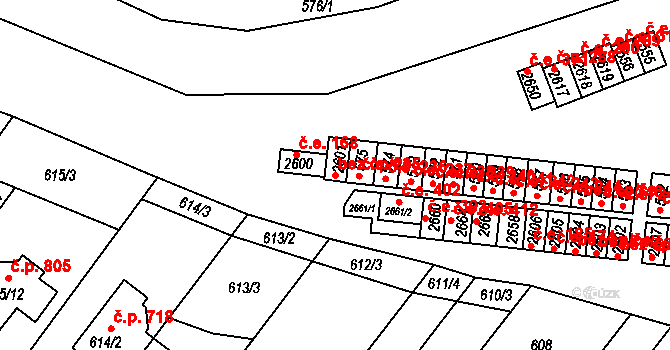 Veverská Bítýška 41916069 na parcele st. 2601 v KÚ Veverská Bítýška, Katastrální mapa