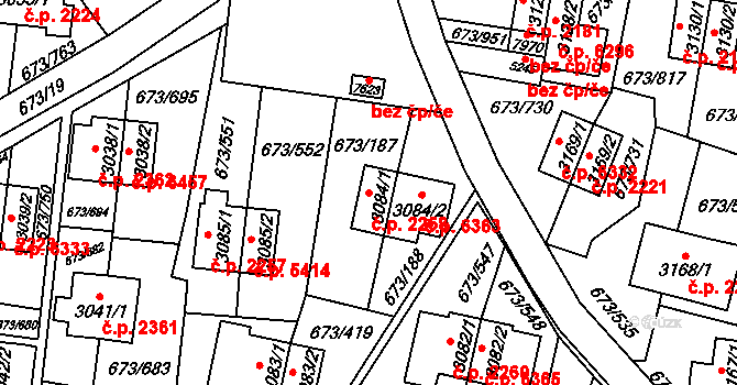 Zlín 2258 na parcele st. 3084/1 v KÚ Zlín, Katastrální mapa