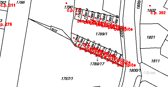 Bílina 45017069 na parcele st. 1789/12 v KÚ Bílina, Katastrální mapa