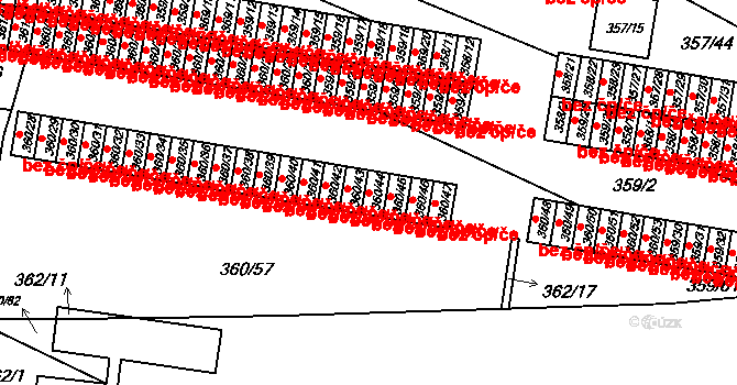 Rousínov 45874069 na parcele st. 360/44 v KÚ Rousínov u Vyškova, Katastrální mapa