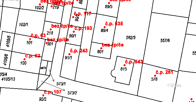 Lenešice 46238069 na parcele st. 801 v KÚ Lenešice, Katastrální mapa