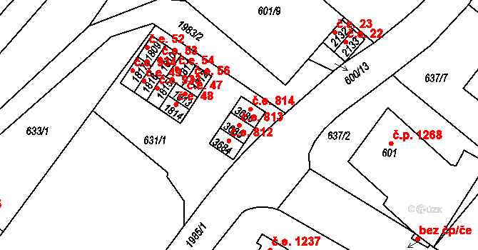 Náchod 813 na parcele st. 3685 v KÚ Náchod, Katastrální mapa