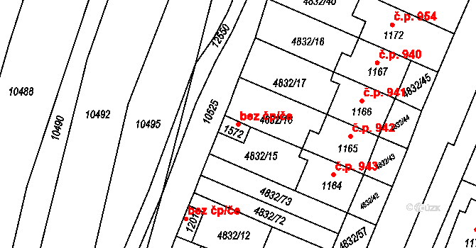 Hrušovany nad Jevišovkou 47847069 na parcele st. 1572 v KÚ Hrušovany nad Jevišovkou, Katastrální mapa
