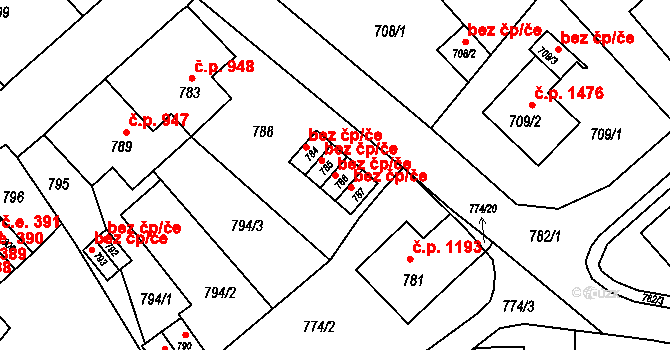 Jirkov 49803069 na parcele st. 786 v KÚ Jirkov, Katastrální mapa