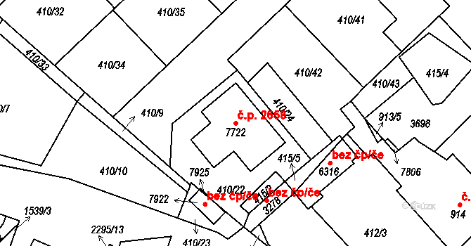 Cheb 2658 na parcele st. 7722 v KÚ Cheb, Katastrální mapa