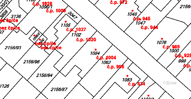 Choceň 1004 na parcele st. 1084 v KÚ Choceň, Katastrální mapa