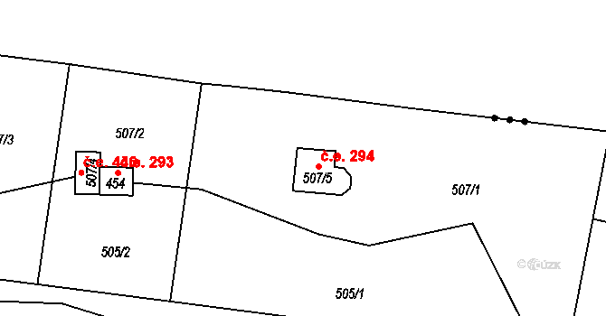 Černolice 294 na parcele st. 777 v KÚ Černolice, Katastrální mapa