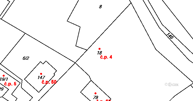 Předboř 4, Choustník na parcele st. 18 v KÚ Předboř u Choustníku, Katastrální mapa